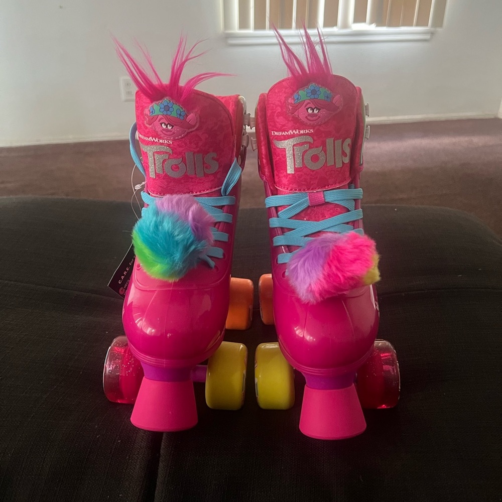 Trolls Pink and Multicolor Adjustable Roller Skates Sz 12-2
